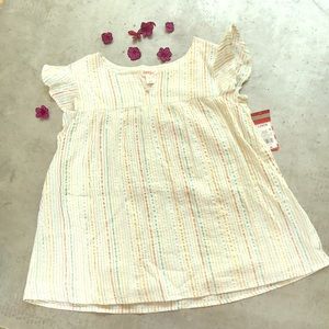 Cat & Jack metallic stripe ivory cotton top 10/12y
